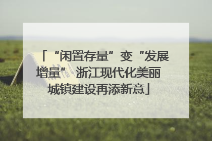 “闲置存量”变“发展增量” 浙江现代化美丽城镇建设再添新意
