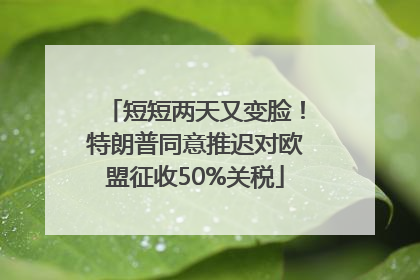 短短两天又变脸！特朗普同意推迟对欧盟征收50%关税