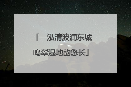 一泓清波润东城 鸣翠湿地韵悠长