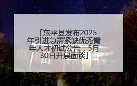 东平县发布2025年引进急需紧缺优秀青年人才初试公告，5月30日开展面谈
