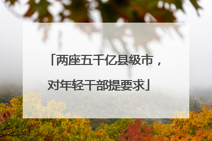 两座五千亿县级市，对年轻干部提要求