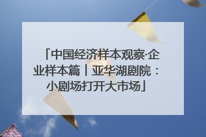 中国经济样本观察·企业样本篇︱亚华湖剧院：小剧场打开大市场