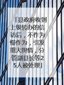 县政府收到上级转办的信访后，不作为慢作为，引发重大舆情，分管副县长等25人被处理