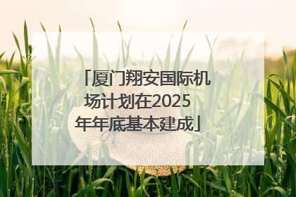 厦门翔安国际机场计划在2025年年底基本建成