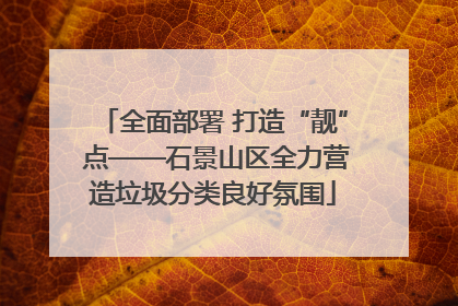 全面部署 打造“靓” 点——石景山区全力营造垃圾分类良好氛围