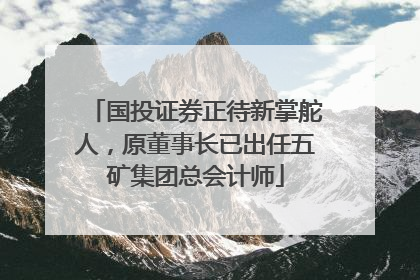 国投证券正待新掌舵人，原董事长已出任五矿集团总会计师