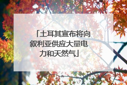 土耳其宣布将向叙利亚供应大量电力和天然气