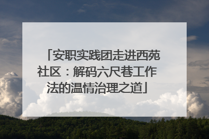安职实践团走进西苑社区：解码六尺巷工作法的温情治理之道