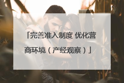 完善准入制度 优化营商环境（产经观察）