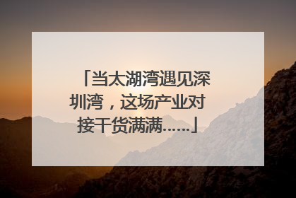 当太湖湾遇见深圳湾，这场产业对接干货满满……