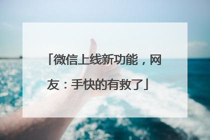 微信上线新功能，网友：手快的有救了
