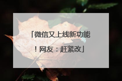 微信又上线新功能！网友：赶紧改