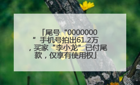 尾号“0000000”手机号拍出61.2万，买家“李小龙”已付尾款，仅享有使用权