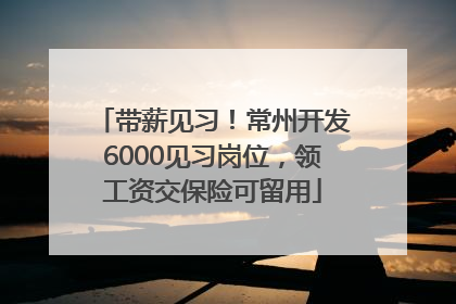带薪见习！常州开发6000见习岗位，领工资交保险可留用
