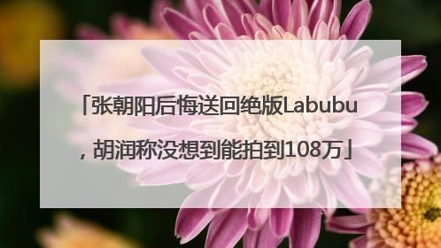 张朝阳后悔送回绝版Labubu，胡润称没想到能拍到108万