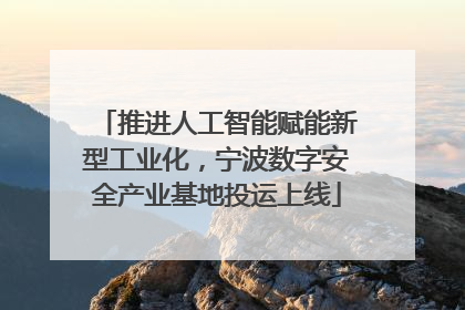 推进人工智能赋能新型工业化，宁波数字安全产业基地投运上线