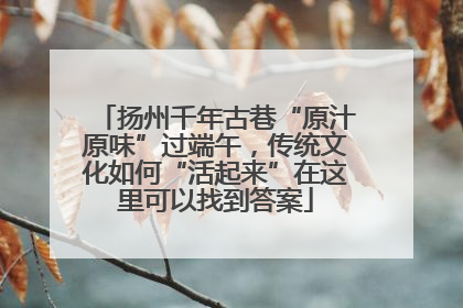 扬州千年古巷“原汁原味”过端午，传统文化如何“活起来”在这里可以找到答案