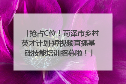 抢占C位！菏泽市乡村英才计划·短视频直播基础技能培训招募啦！