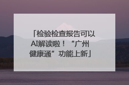 检验检查报告可以AI解读啦！“广州健康通”功能上新
