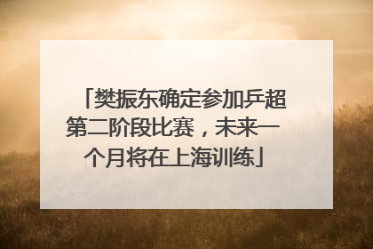 樊振东确定参加乒超第二阶段比赛，未来一个月将在上海训练