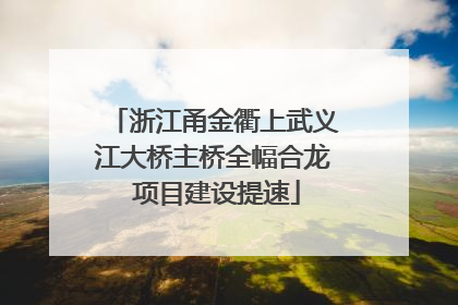 浙江甬金衢上武义江大桥主桥全幅合龙 项目建设提速