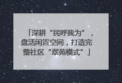 深耕“民呼我为”，盘活闲置空间，打造完整社区“翠苑模式”