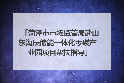 菏泽市市场监管局赴山东海辰储能一体化零碳产业园项目帮扶指导