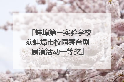 蚌埠第三实验学校获蚌埠市校园舞台剧展演活动一等奖