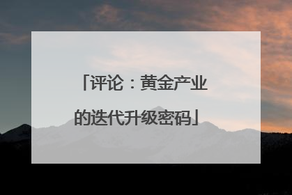 评论：黄金产业的迭代升级密码