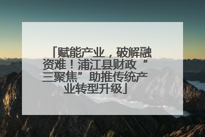 赋能产业，破解融资难！浦江县财政“三聚焦”助推传统产业转型升级
