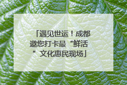 遇见世运！成都邀您打卡最“鲜活”文化惠民现场