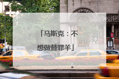 马斯克：不想做替罪羊