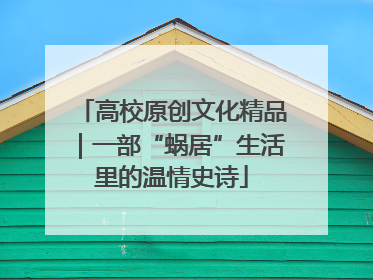 高校原创文化精品｜一部“蜗居”生活里的温情史诗