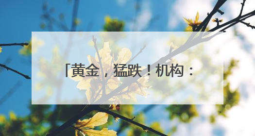 黄金，猛跌！机构：可能面临较大损失