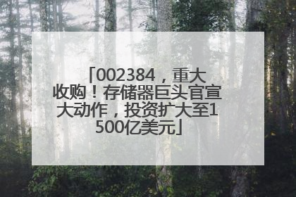 002384，重大收购！存储器巨头官宣大动作，投资扩大至1500亿美元